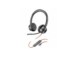 Poly Blackwire 8225 Stereo USB-C Headset +USB-C/A Adapter - Stereo - USB Type C - Wired - 32 Ohm - On-ear - Binaural - Ear-cup - 7.10 ft Cable - Omni-directional, Noise Cancelling Microphone - Black