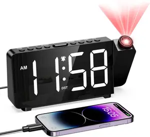 Projection Alarm Clock for Bedroom Ceiling-Alarm Clocks with 180°Projector, 5 Brightness, DST, Snooze, Night Mode, Loud Alarms for Kids,Sleepers, 12/24H, for Bedroom
