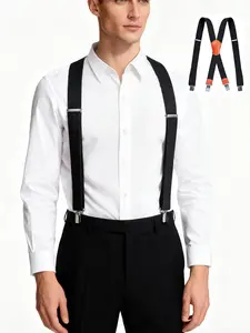 1pc Elastic Waist Belt with X-Shaped Suspender Clips, Work Belt for Daily Wear, Comfortable and Adjustable Back Straps