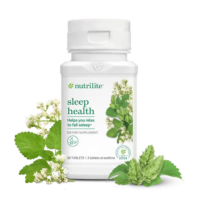 Nutrilite Sleep Health Tablets 90 Count | Plant-Based Nighttime Relaxation Supplement with Lemon Balm, Hops, Valerian | Supports Healthy Sleep Cycles & Wellness Routine - Fitness, Healthcare