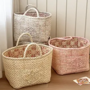 Floral Pattern Foldable Laundry Basket Large Capacity Woven Storage Hamper for Clothes Toys Home Organizer Bedroom Bathroom Living Room Collapsible Storage Bin Stylish Design Durable Lightweight
