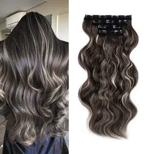 [QBEAUTY]  Blonde/Brown/Red  Clip- in Synthetic Hair Extensions Long Wavy 4PCS Thick Hairpieces  Double Weft Natural Hair Extensions for Women New Upgraded Lace Weft  Same Amount Of Full Hair With Lighter Weight All Day Comfort