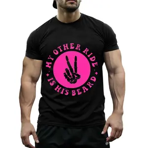 Funny Graphic Tee for Women My Other Ride Is His Beard Humor Trending Joke Shirt Casual Streetwear Daily Wear Unisex Top