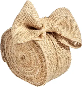 Natural Burlap Ribbons (2.5" Wide, 10 Yards)-No Wire, 100% Jute-DIY Art & Craft & Projects, Gift Wrapping, Bows, Indoor Outdoor Rustic Wedding Decoration, Gift Basket