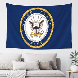 1pc US Navy Badge Flag - 2x3ft (60x90cm) / 3x5ft (90x150cm), Single-Sided Printing with 2 Grommets, Durable Polyester for Home, Garden, Party, and Event Decorations
