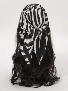 Women's Fashion Scarf, Zebra Print Satin Square Shawl, Stylish Accessory for Ladies, Perfect for Daily Wear & Special Occasions