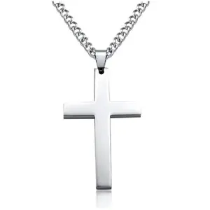 Fashion Titanium Cross Pendant - Gold, Silver, Black Prayer Choker