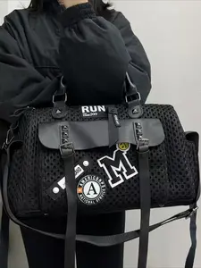 Ladies' fashionable tote bag, riveted street style city bag, Boston Y2K front pocket handbag, Duffle bag, suitable for daily use and vacation