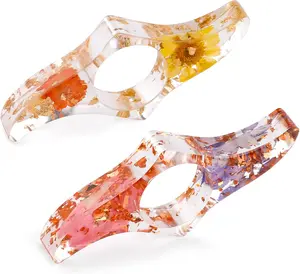 2 Pieces Book Page Holder, Dried Flower Book Holders for Reading Thumb Ring Page Holder Flower Bookmark Reading Accessories for Readers Books Lovers Bookworm Bookmarks