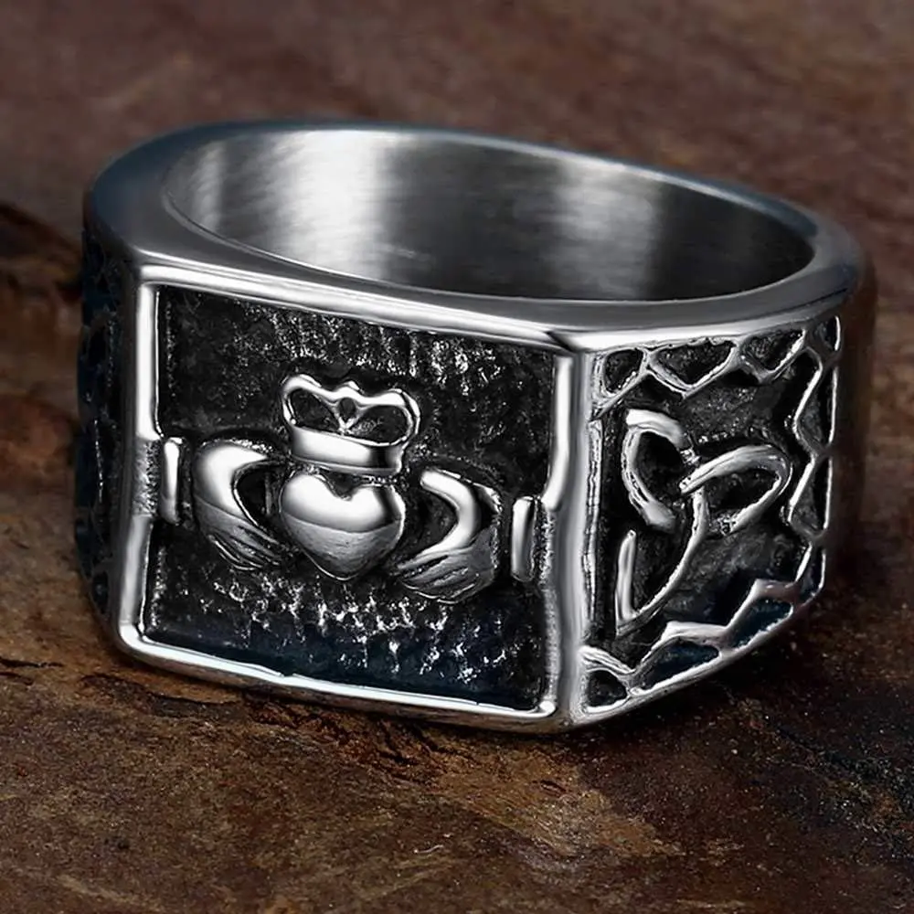 Women's Claddagh Promise Ring - Vintage Celtic Knot 10mm Stainless Steel Hypoallergenic Band, Ideal Gift for Sister, Anniversary, Valentine's Day