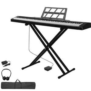 Name 88 Key Full Size Semi-Weighted Digital Piano with Dual-tube X-Shape Stand MIDI Bluetooth Headphone Black 32-note Polyphony 70 Demo Songs 200 Rhythms 200 Timbres