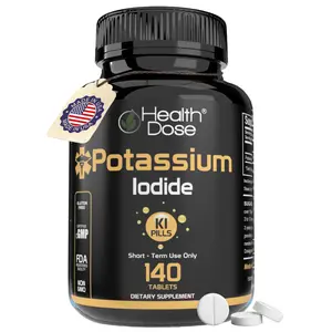 Health Dose Potassium Iodide KI Pills 130mg 140 Tablets For Radiation Protection, Thyroid Support & Iodine Deficiency 10 Year Shelf Life supplements