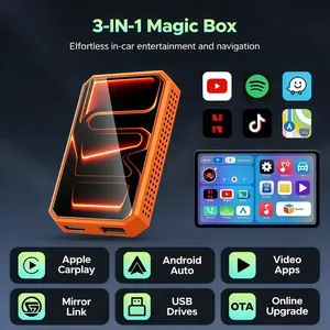 3-In-1 Wireless Adapter for Carplay, Screen Mirroring & Streaming, Compatible with Netflix Youtube Tiktok Google Play, Essential Car Accessory