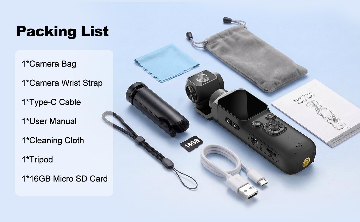 WIKICO Pocket Vlogging Camera with 4K/30fps Videos, Pocket Camera with FaceTracking, 4K Handheld Camera, Video Camcorder, Portable WiFi Vlogging Camera with 16GB Card, Tripod,summerwins,father'sdaygifts WIKICO Pocket Vlogging Camera with 4K/30fps Videos, Pocket Camera with FaceTracking, 4K Handheld Camera, Video Camcorder, Portable WiFi Vlogging Camera with 16GB Card, Tripod,summerwins,father'sdaygifts