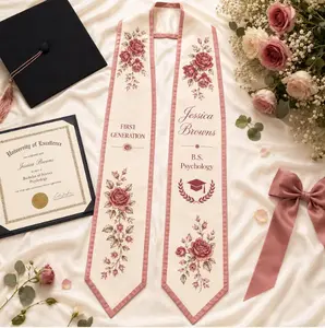 2026 Personalized First-Generation Graduation Stole, Custom Floral Satin Senior Sash, Elegant Grad Outfit Fashion Accessory