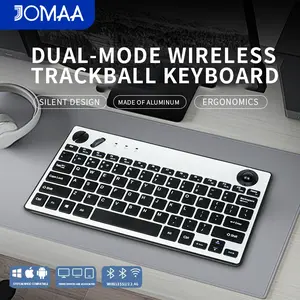 JOMAA 78-key Dual-mode Wireless Keyboard With Trackball And Scroll Wheel Ergonomic Bluetooth Wireless 2.4G Keyboard For Laptop Computer Desktop Keypad