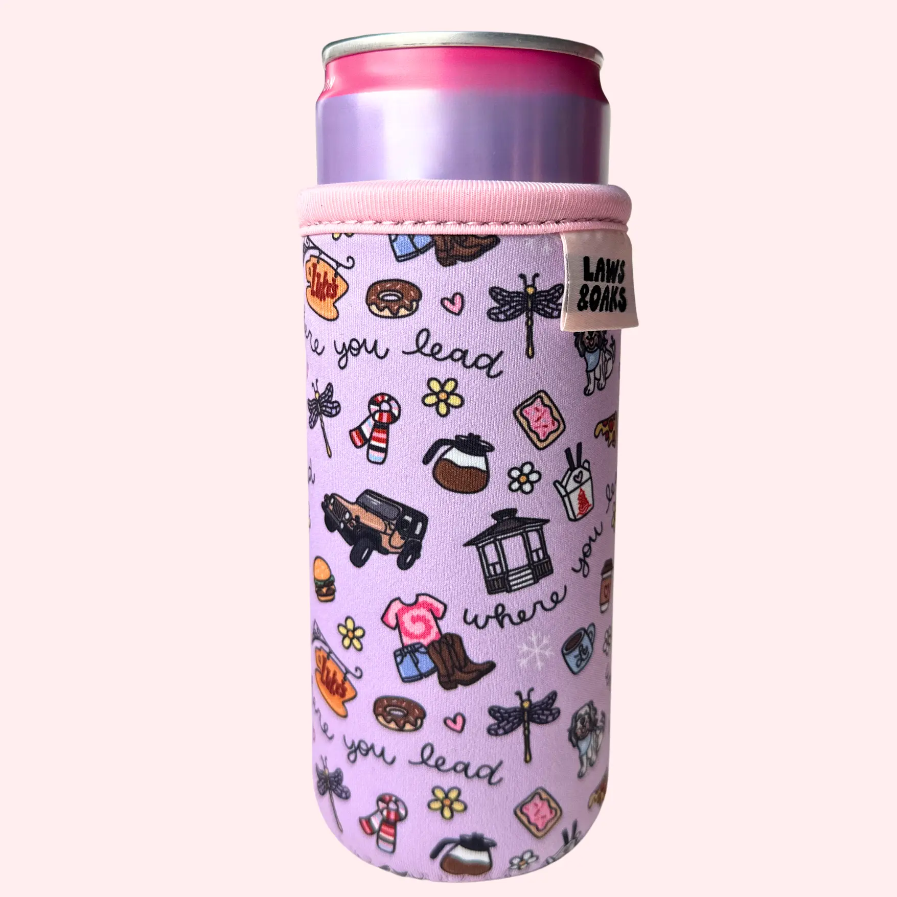 Where You Lead Drink Sleeve: Reusable 16-32oz Coffee Sleeve, Slim 12oz Energy Drink Sleeve, Koozie, Gilmore Girls Inspired