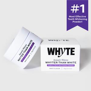 WHYTE Purple Teeth Whitening Powder | Maximum Stain Removal, Hydroxyapatite & Xylitol, Instant Results, Peroxide & Fluoride Free, Organic, Mint, 15g