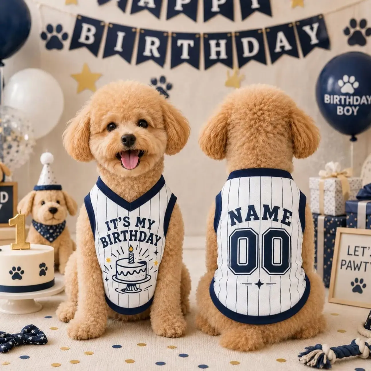 Custom Dog Birthday Jersey, Personalized Pet Birthday Shirt, It's My Birthday Dog Outfit, Name Number Pet Clothing, Birthday Pet Shirt