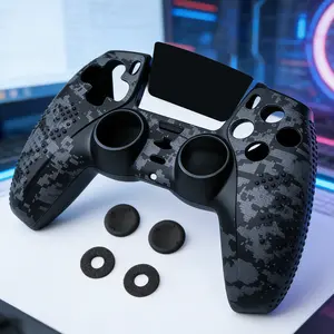 Controller Skin Shell for PS5 Controller Silicone Cover Case Rubber Thumb Grip Gaps Touch Pad Sticker Sponge For PS5 Fit In Dock