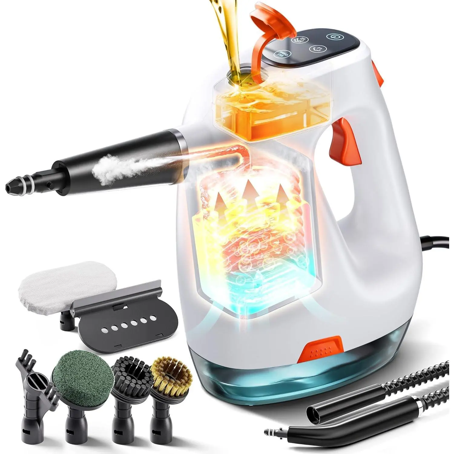 Steam Cleaner with Detergent Dispenser, 15s Heat-Up Handheld Steam Cleaner for , 500ml Removable Water , Lightweight Portable Steamer for Cleaning Grout, Windows, Kitchen, Easy Refill