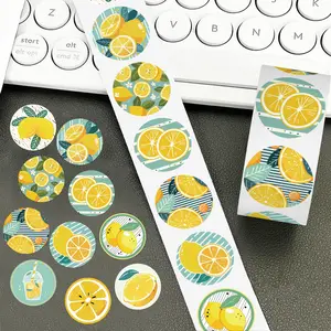 500pcs Lemon Fruit Roll Sticker Series Office Supplies Notebook Accessories Sealing Stickers for Cups, Laptops, Suitcases, DIY Decorative Stickers, Birthday Gifts