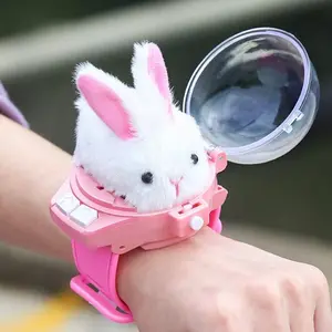 Children RC Car Mini Watch Toys With LED Lights 2.4GHz RC Car Toy Watch Rabbit Dog Racing Wheel Toys RC Car Girls Boys Birthday Gift RC Stunt Car Remote Control Car