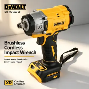 Dewalt 922 Brushless Cordless Impact Wrench, 18V DC 20V Max Xr, 1/2 Inch Square Drive. Ideal For Auto Repair, Mechanical Maintenance And Construction Work, Stable Speed And Powerful Impact For Daily Professional Use
