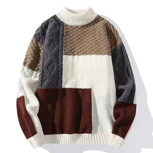 2026 Autumn and Winter New Men's Half Turtleneck Loose Sweater Knitted Shirt - 8243