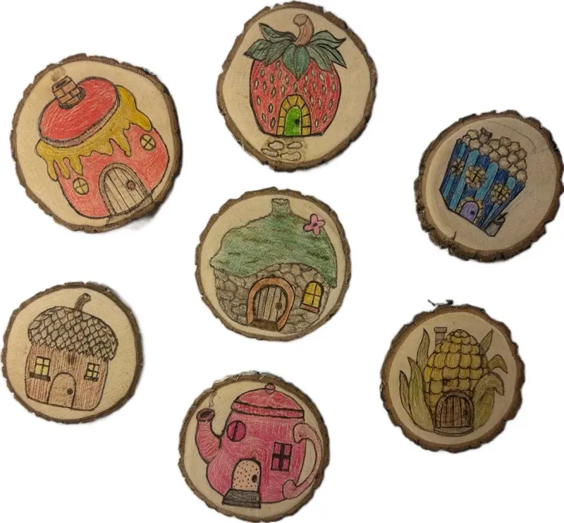 Whimsical Fairy House Magnets | Handmade Cottagecore Wood Magnets