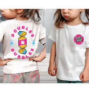 Youth and Adult Doubles and Bubbles Adult Tee, Outdoors Shirt, Family Trip, Unisex Classic Fit 100% Cotton Comfortable Casual Tee, baseball team gifts, Drippy baseball Outfit