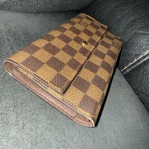 Pre-owned Louis Vuitton coated canvas Small Leather Goods PreOwned Damier Ebene Long Wallet