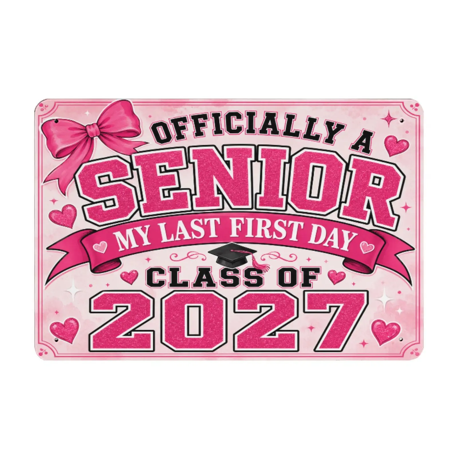 Class of 2027 Senior Celebration Wall Decor Photo Print - 12x8 in Vintage Gold Typography Plaque, Inspiring Back to School Gift for High School Students