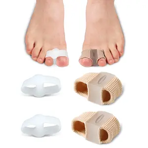 4 count  Separators Bunion Corrector for Women Men, Gel Big  Spacers with 2 Loops for , Hammer  Straightener, Elasticity and Soft (2Nylon+2Gel)