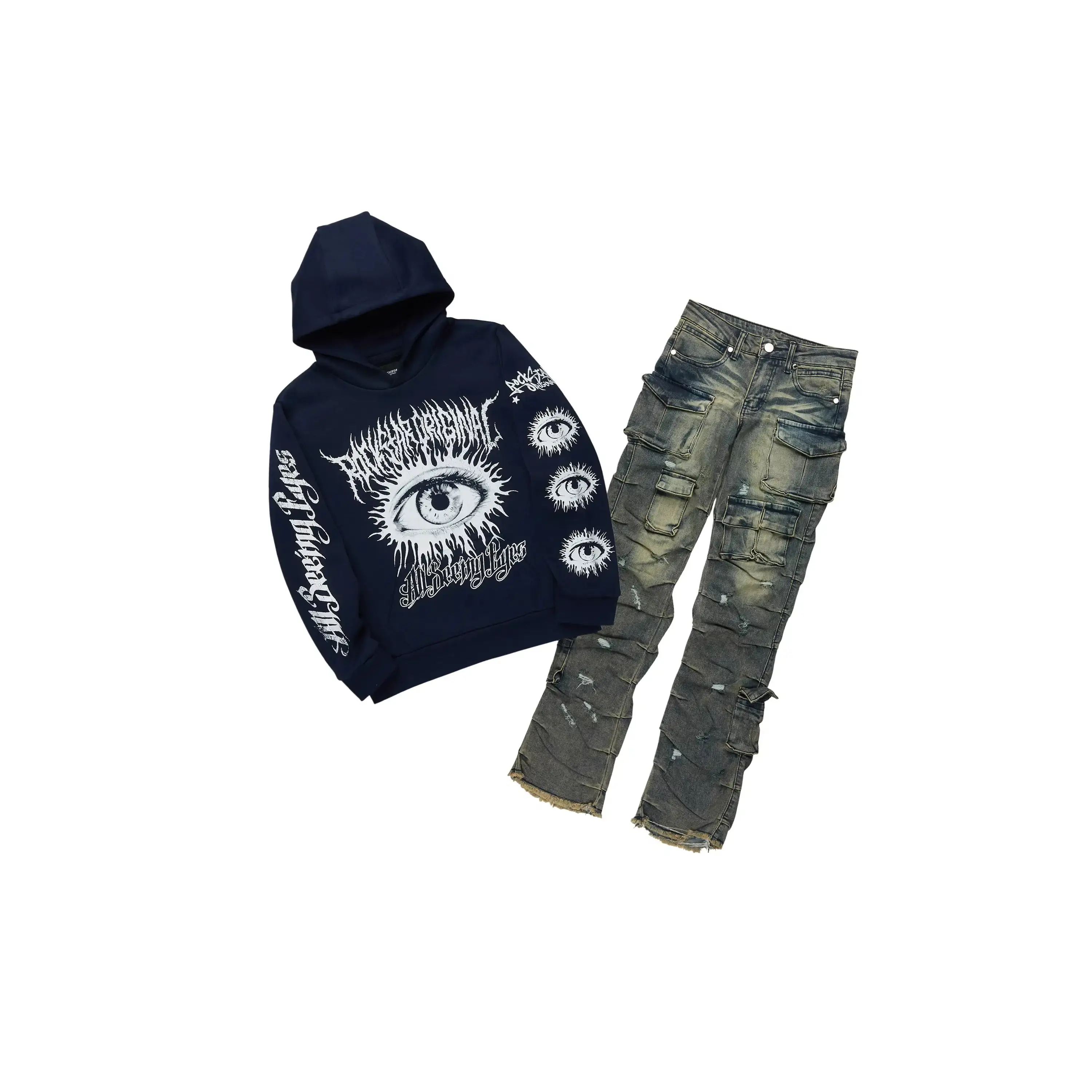Boys All Eyes Navy & Gentry Tint Blue Stacked Jean Set