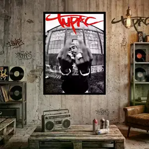 [NO FRAME] Retro Rapper Tupac Hoodie and 2pac Poster ( NO INCLUDE FRAME)– Vintage Hip Hop Graphic HoodiE Style Top Cotton