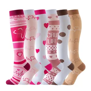 Flimexa Glow 6 Pack Women Compression Socks Breathable Moisture-Wicking Athletic Support cosy socks stylish compression socks patterned socks socks on point dots socks for Running Gym Travel Work Daily Comfort Use
