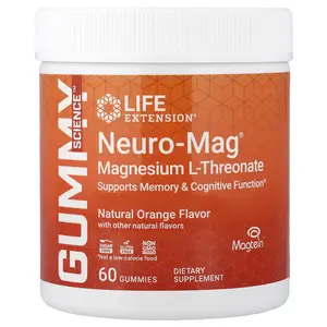 Life Extension Neuro-Mag®, Magnesium L-Threonate, Natural Orange, 60 Gummies (36 mg per Gummy)