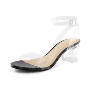 DREAM PAIRS Women's Classy Chunky Heel Sandals - Buckle Ankle Strap, Padded Rubber Footwear, Party Dress Shoes, Summer Heels