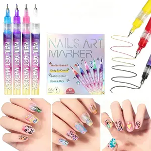 Holiday haul-New Year's gift!12 Color Nail Doodle Pen for DIY Nail Art Quick Drying Acrylic Painting & 3D Dot Embroidery mma acrylic nail - On Nails Quick Drying Dot Stitching Nail Art Pen for Home and Salon, Nails Care Cutics Manicure Polish Cosmetic
