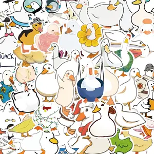 50 Cartoon Duck Sketch Stickers, DIY Waterproof Decals for Guitar Notes Luggage, Flat Design Decorations, Sticker Packs