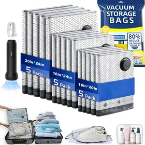 Wireless Electric Air Pump Vacuum Seal Bags, Durable Reusable Waterproof Compression Organizers for Travel Luggage Clothes Packing Storage