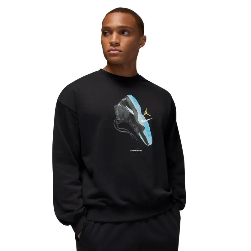 Air Jordan Men's Classic Brooklyn Round Neck Crew Sweatshirt - Soft Cotton-Polyester Fleece Long-Sleeve Pullover with Ribbed Hem for Everyday Casual Wear