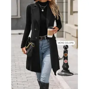 Women’s Solid Suede Vests Blazer – Open Front Lapel Collar for Everyday Wear in Spring and Autumn