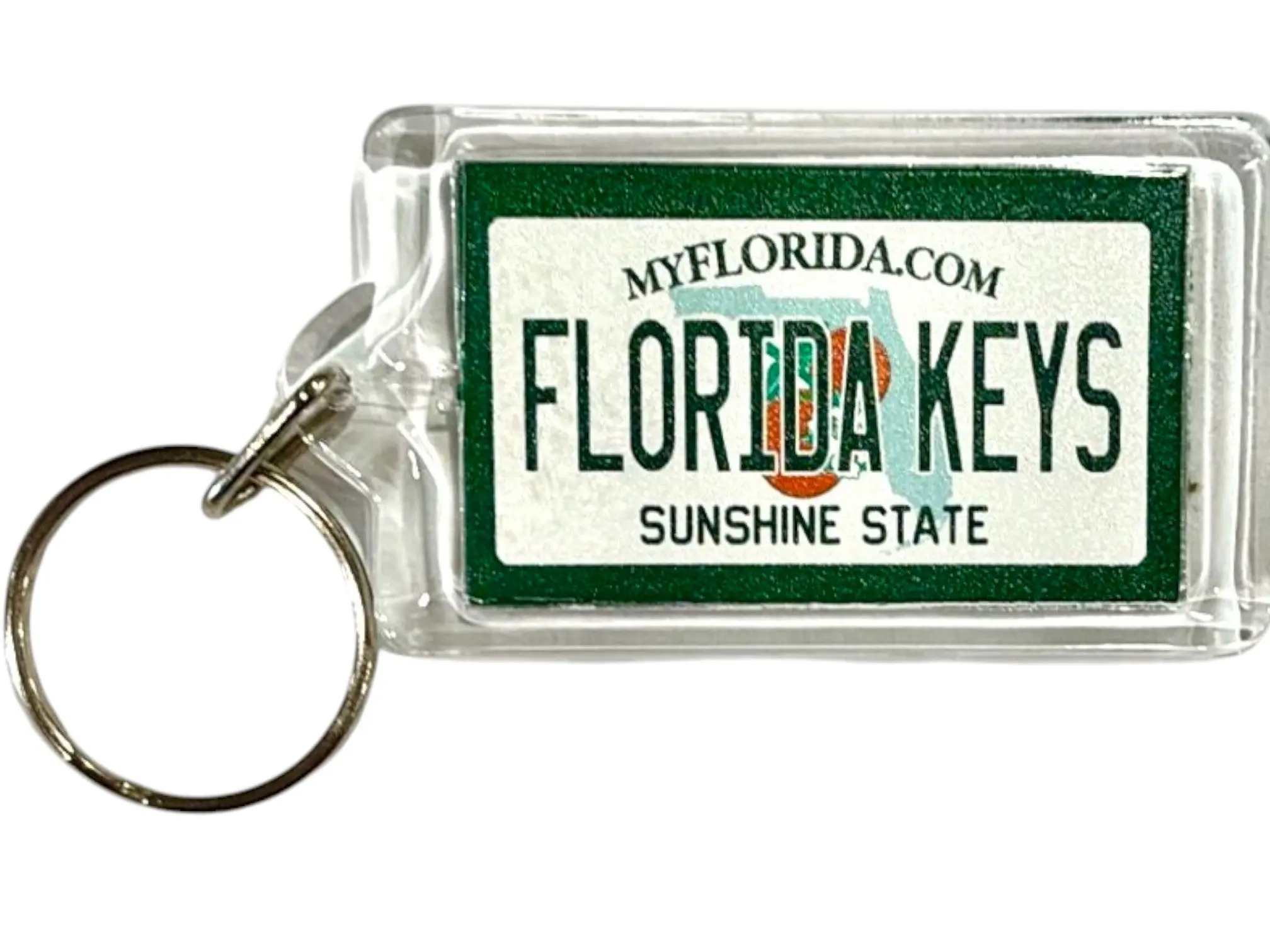 Florida Keys License Plate Acrylic Rectangular Souvenir Keychain 2.5" X 1.5"
