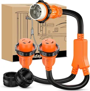 Nilight 50 Amp to 30 Amp Marine Shore Power Adapter NEMA SS2-50P to 2 × L5-30R RV Y Splitter Cord w/Locking Rings Pure Copper Heavy Duty Cable ETL Listed for RVs Boat Yacht Camper Outdoor Use