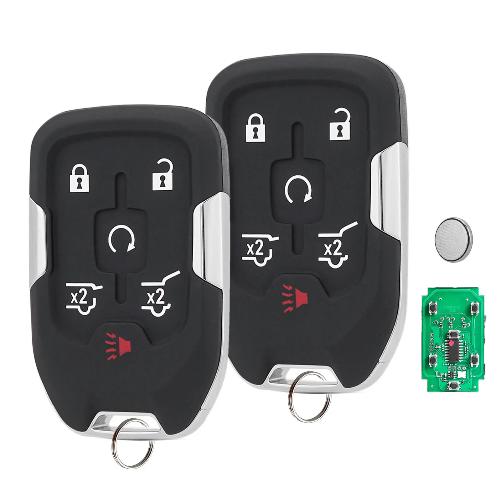 6-Button Smart Prox Remote Control Car Key Fob Replacement - Car Accessories for 2015-2020 GMC Yukon XL, Chevrolet Tahoe, Suburban HYQ1AA (2-Pack)