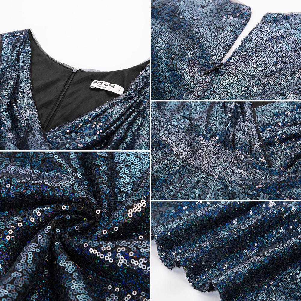 GRACE KARIN Women's Sparkly Sequin Cocktail Dresses Formal Prom Party A Line Dresses Wedding Guest Glitter Midi Dress