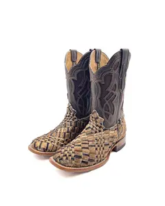 Cowboy Boot Handwoven Cowhide
