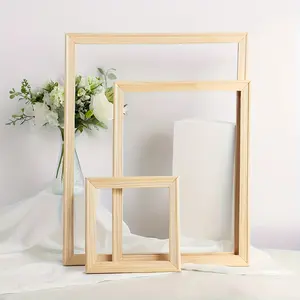 3-Pack DIY Solid Wood Poster Frame - Easy to Assemble, Vertical Wall Art Frame, Suitable for Modern Home, Bedroom, and Office Decor - Durable Wooden Frame with Parts Bag and Anti-Shock Packaging (Modern Rectangular Frame)
